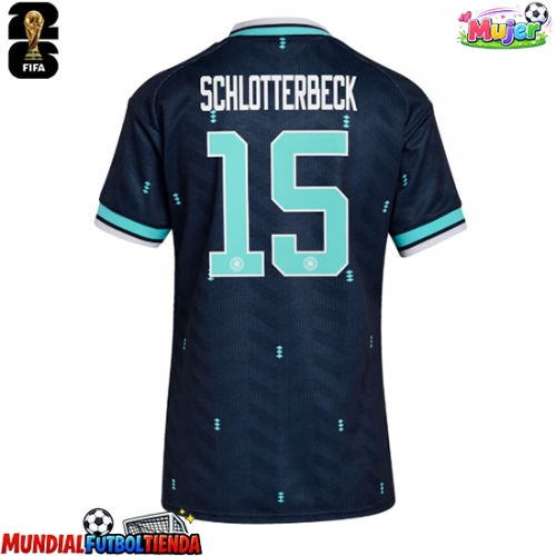 Camiseta Alemania Nico Schlotterbeck #15 Segunda Equipación Replica Mundial 2026 para mujer mangas cortas